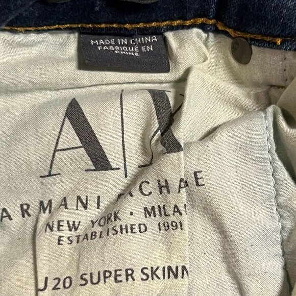 Armani Exchange Womens Skinny Fit Denim Jeans Size 26 XXS Dark Wash Stretch - Picture 7 of 7